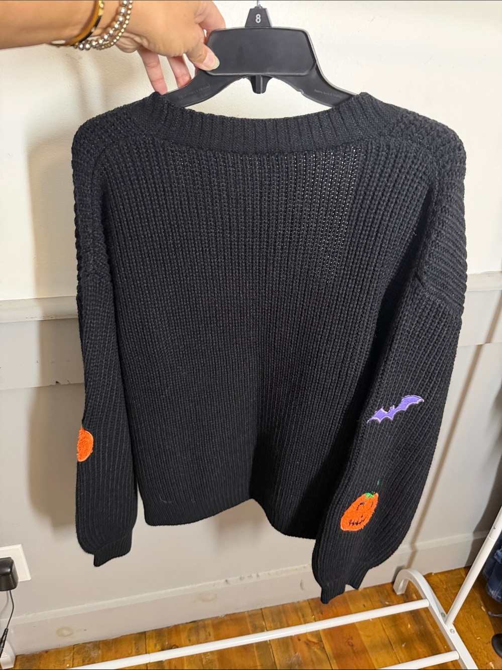 BloomChic Black Halloween Embroidered Open-Front Cardigan - Picture 4 of 4